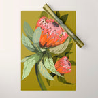 Protea, Australian native, flower, abstract, olive green, bright colors Wrapping Paper Gallery Image 1