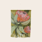 Protea, Australian native, flower, abstract, olive green, bright colors Wall Hanging Gallery Image 1