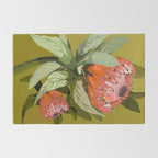 Protea, Australian native, flower, abstract, olive green, bright colors Rug Gallery Image 2