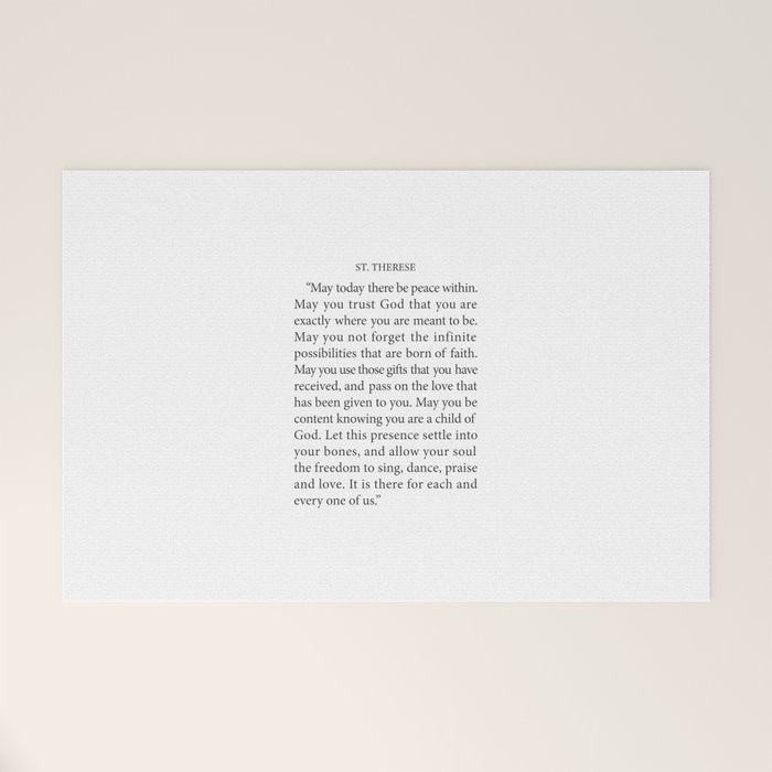 St. Therese Quote, May Today There be Peace, Welcome Mat Gallery Image 1