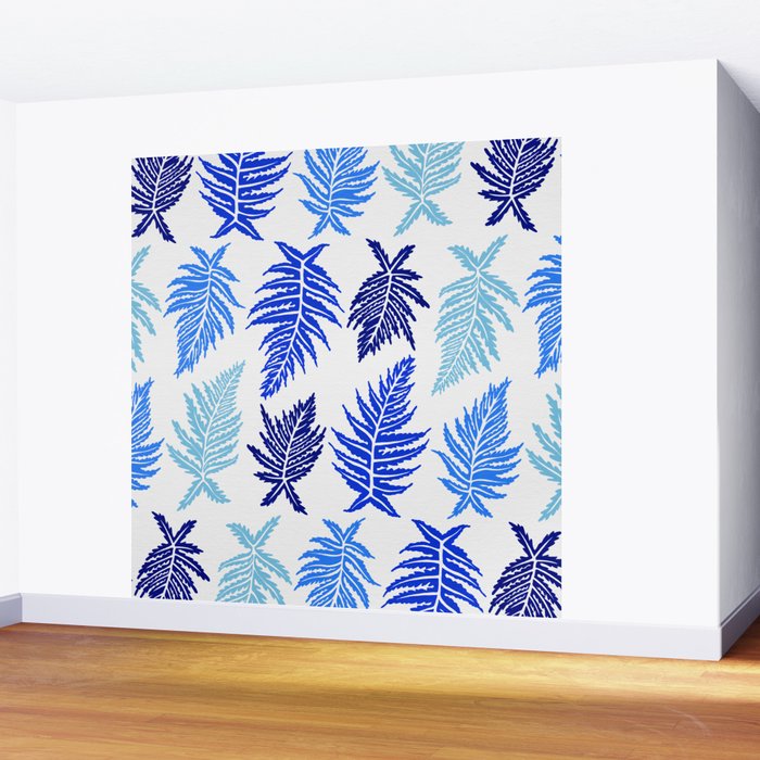 Inked Ferns - Blue Palette Wall Mural Gallery Image 2