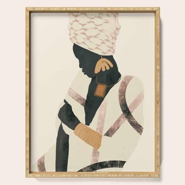 African Woman 2 Serving Tray Gallery Image 1