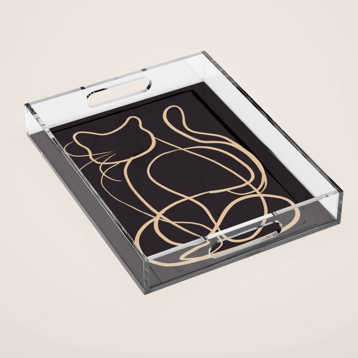Abstract Line Art Cat 11 Acrylic Tray Gallery Image 1