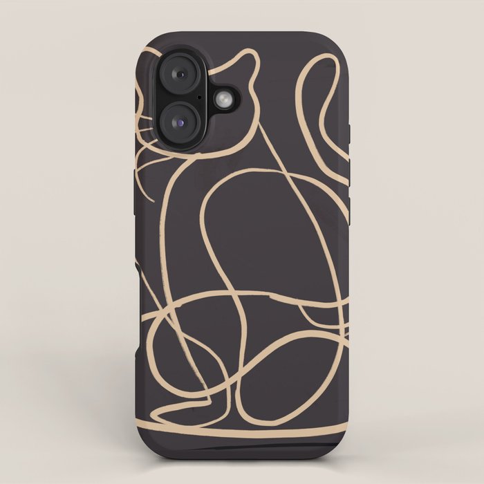 Abstract Line Art Cat 11 iPhone Case Gallery Image 1