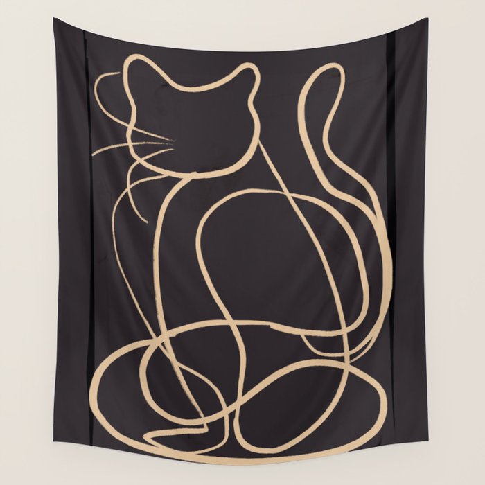Abstract Line Art Cat 11 Wall Tapestry Gallery Image 1