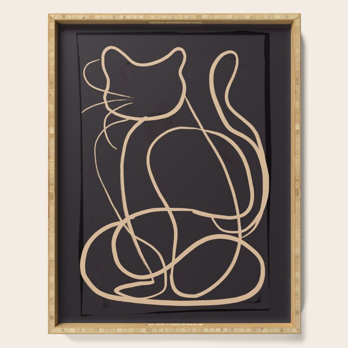 Abstract Line Art Cat 11 Serving Tray Gallery Image 1