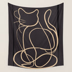 Abstract Line Art Cat 11 Wall Tapestry Gallery Image 4