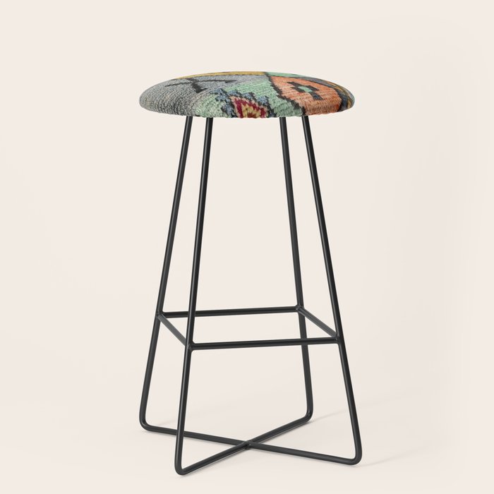 Traditional Vintage Moroccan Rug Stool Gallery Image 1