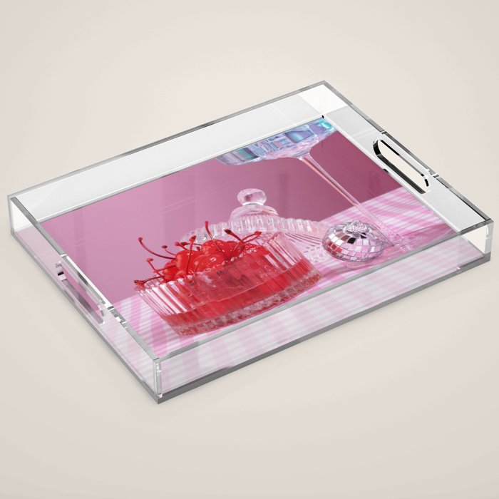 The cherries party Acrylic Tray Gallery Image 1