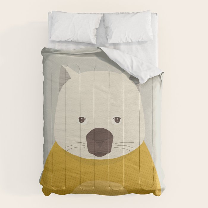 Whimsy Wombat, Animal Portrait Comforter Gallery Image 1