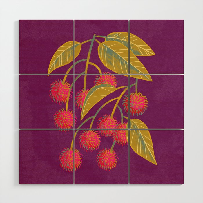 Rambutan Fruit Wood Wall Art Gallery Image 1