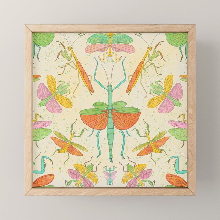 Whimsical Praying Mantis Retro Colors  Mini Art Print Gallery Image 1