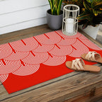 Red shapes pattern Outdoor Rug Gallery Image 2