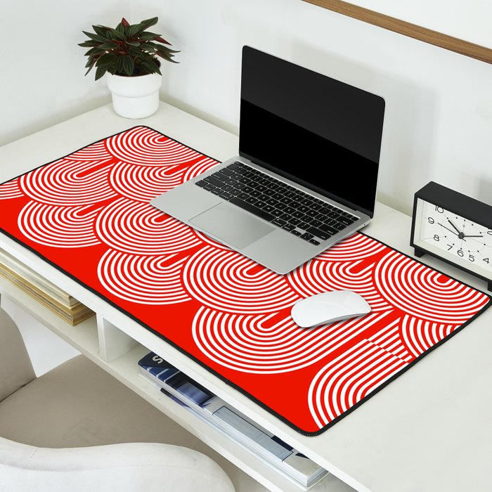 Red shapes pattern Desk Mat Gallery Image 2