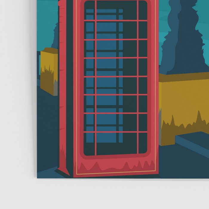London Travel Poster Telephone booth and skyline Poster Gallery Image 3