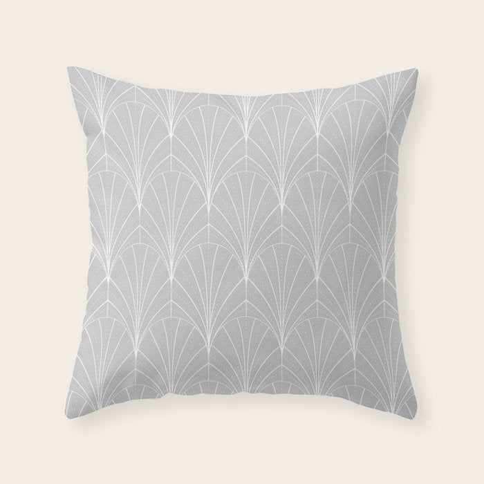 Art Deco Waterfalls // Grey & White Throw Pillow Gallery Image 6