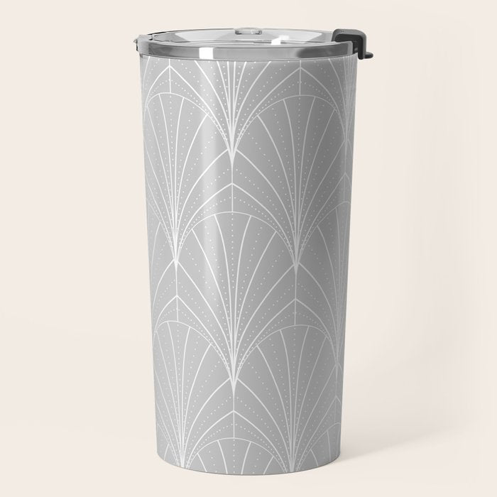 Art Deco Waterfalls // Grey & White Travel Mug Gallery Image 2