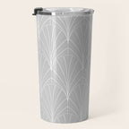 Art Deco Waterfalls // Grey & White Travel Mug Gallery Image 3