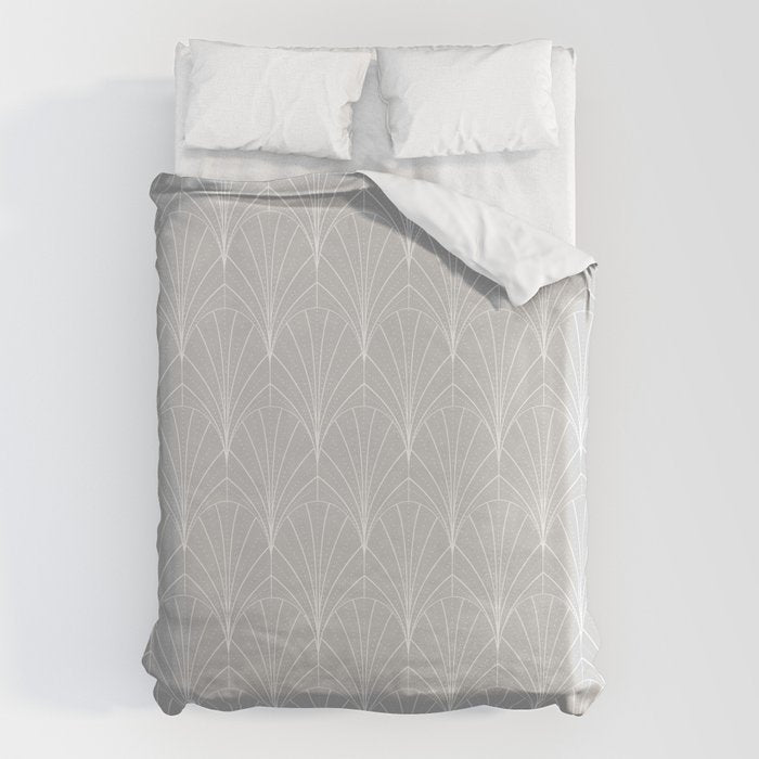 Art Deco Waterfalls // Grey & White Duvet Cover Gallery Image 6
