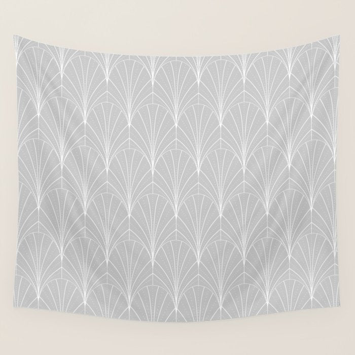 Art Deco Waterfalls // Grey & White Wall Tapestry Gallery Image 1