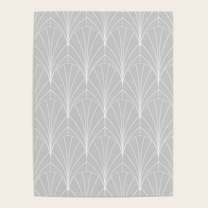 Art Deco Waterfalls // Grey & White Poster Gallery Image 4