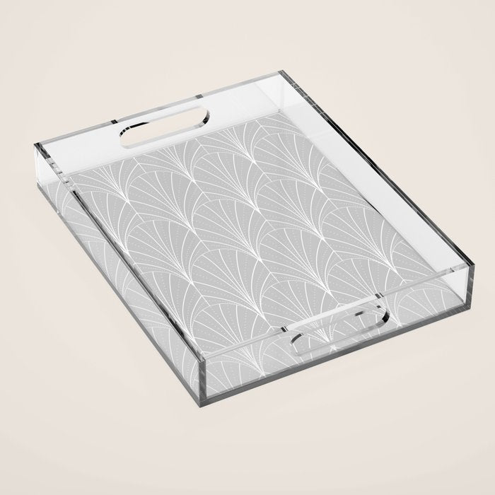 Art Deco Waterfalls // Grey & White Acrylic Tray Gallery Image 1