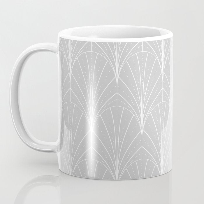 Art Deco Waterfalls // Grey & White Coffee Mug Gallery Image 3