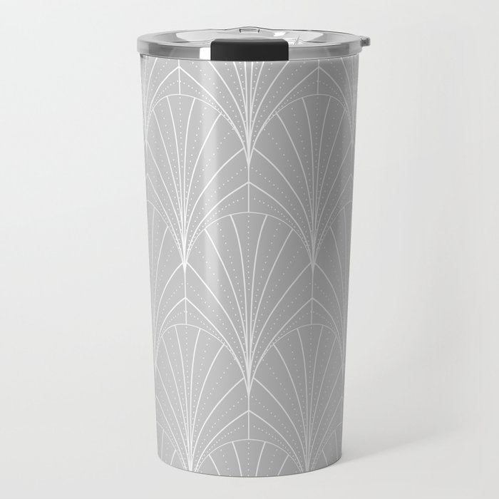 Art Deco Waterfalls // Grey & White Travel Mug Gallery Image 1