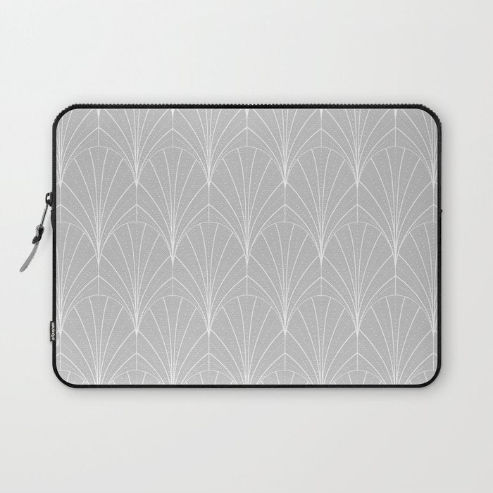 Art Deco Waterfalls // Grey & White Laptop Sleeve Gallery Image 1