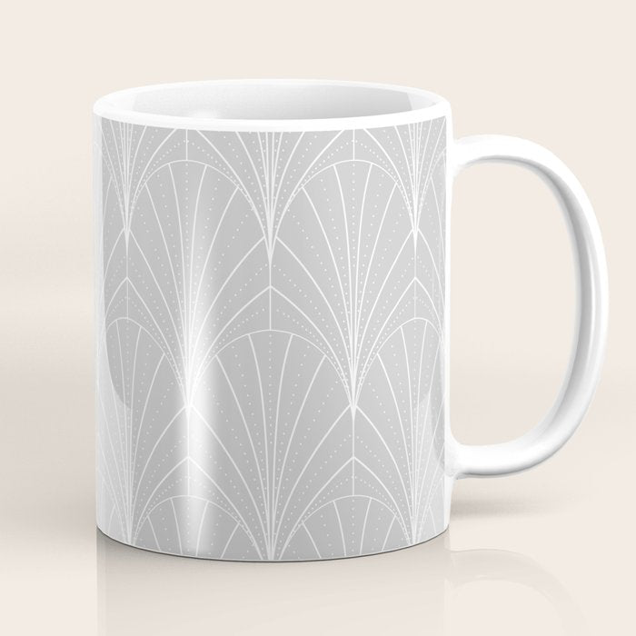 Art Deco Waterfalls // Grey & White Coffee Mug Gallery Image 1