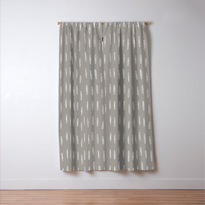 Raindrops, Gray, Minimalism, Abstract Art Window Curtain Gallery Image 3