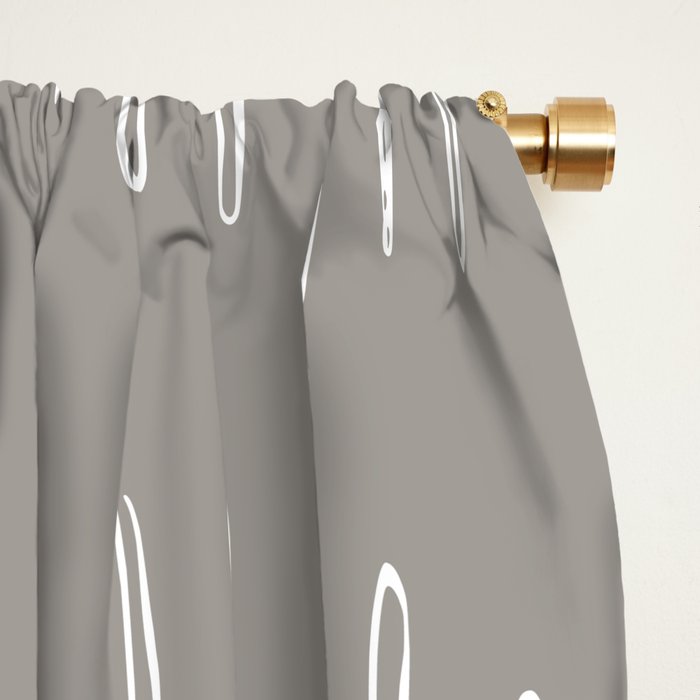 Raindrops, Gray, Minimalism, Abstract Art Window Curtain Gallery Image 2