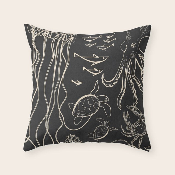 Minimal Sea Life 1 Throw Pillow Gallery Image 1