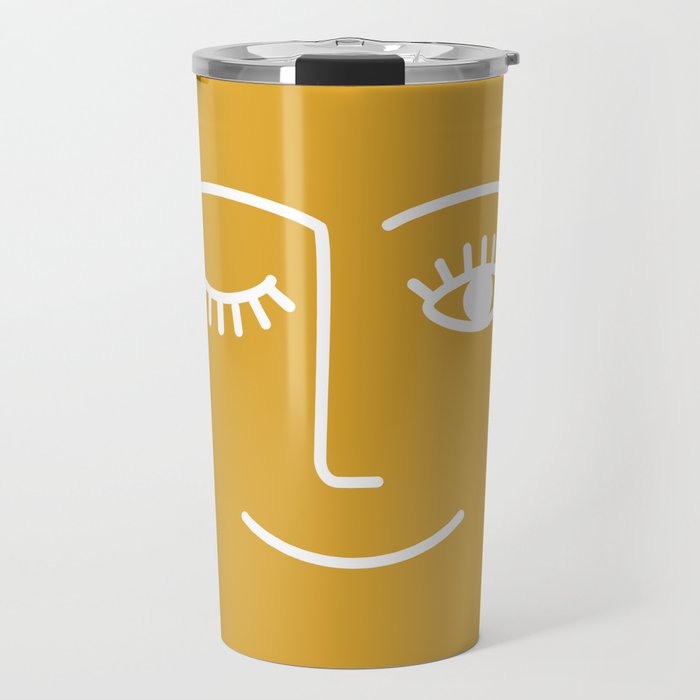 Wink (Mustard Yellow) Travel Mug Gallery Image 1