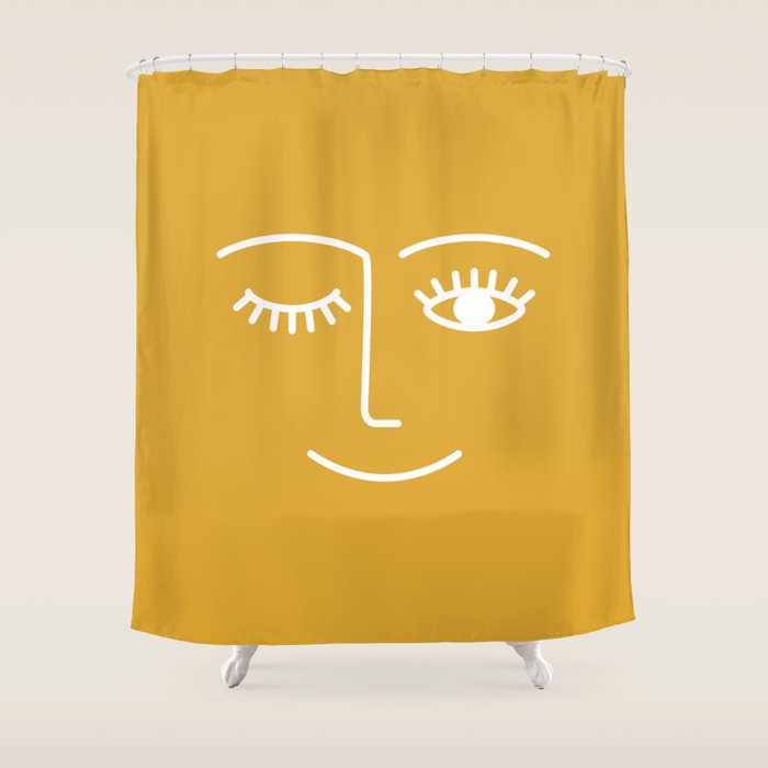 Wink (Mustard Yellow) Shower Curtain Gallery Image 1