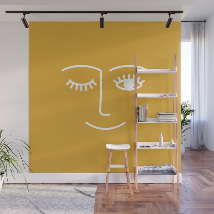 Wink (Mustard Yellow) Wall Mural Gallery Image 1