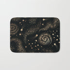 Magical Starry Night Sky Golden Cosmic Swirl II Bath Mat Gallery Image 1