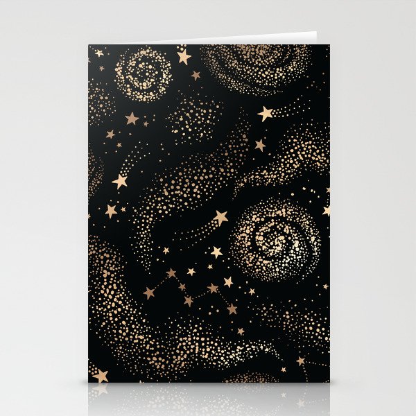Magical Starry Night Sky Golden Cosmic Swirl II Stationery Card Gallery Image 2