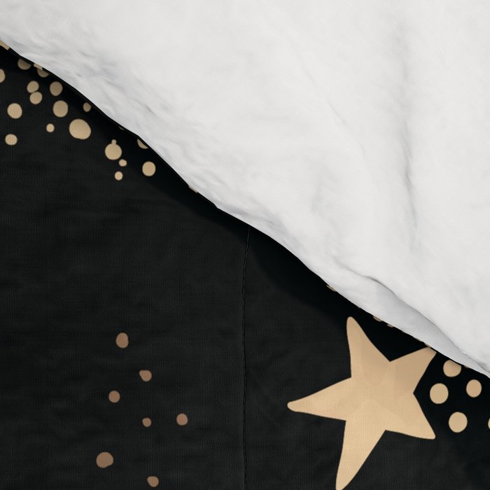 Magical Starry Night Sky Golden Cosmic Swirl II Comforter Gallery Image 4