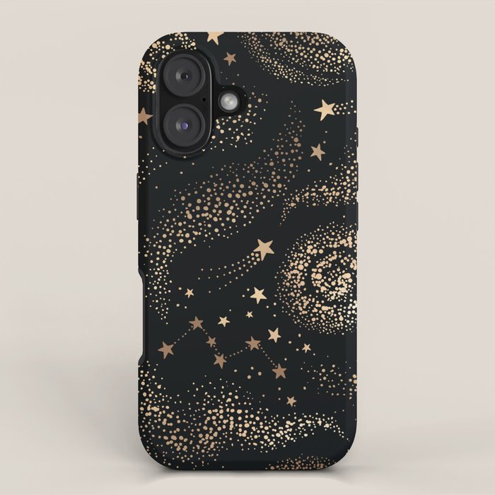 Magical Starry Night Sky Golden Cosmic Swirl II iPhone Case Gallery Image 1