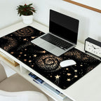 Magical Starry Night Sky Golden Cosmic Swirl II Desk Mat Gallery Image 2