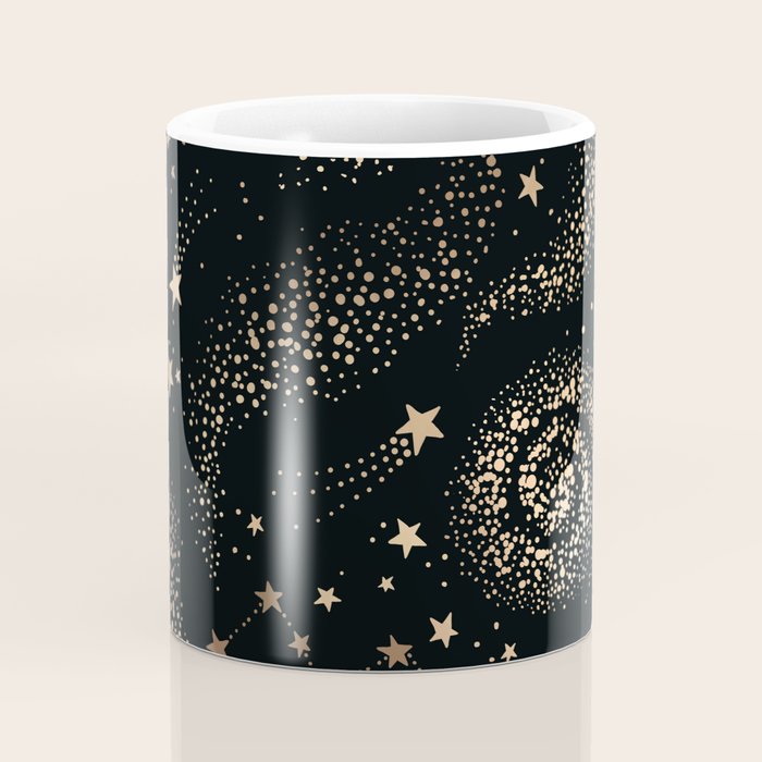 Magical Starry Night Sky Golden Cosmic Swirl II Coffee Mug Gallery Image 4