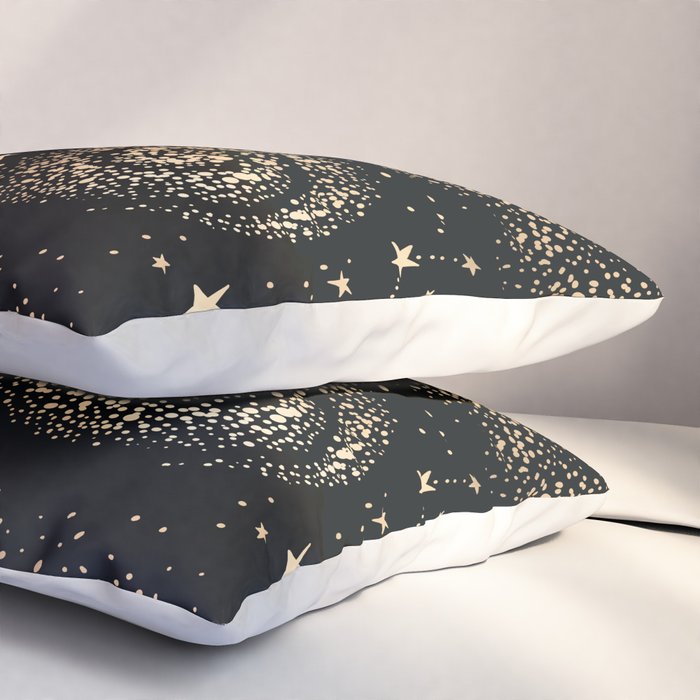 Magical Starry Night Sky Golden Cosmic Swirl II Pillow Sham Gallery Image 3