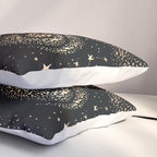 Magical Starry Night Sky Golden Cosmic Swirl II Pillow Sham Gallery Image 3