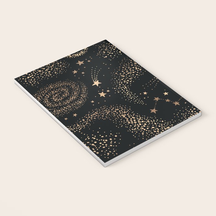 Magical Starry Night Sky Golden Cosmic Swirl II Notebook Gallery Image 3