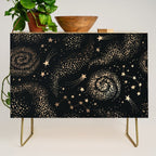 Magical Starry Night Sky Golden Cosmic Swirl II Credenza Gallery Image 1