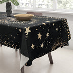 Magical Starry Night Sky Golden Cosmic Swirl II Tablecloth Gallery Image 3