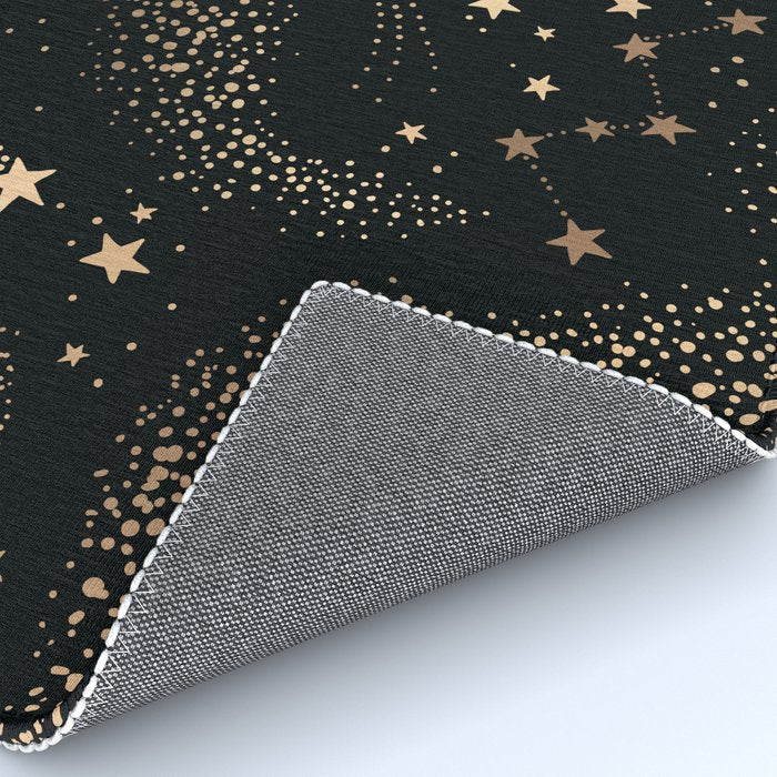 Magical Starry Night Sky Golden Cosmic Swirl II Rug Gallery Image 4