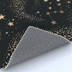 Magical Starry Night Sky Golden Cosmic Swirl II Rug Gallery Image 4