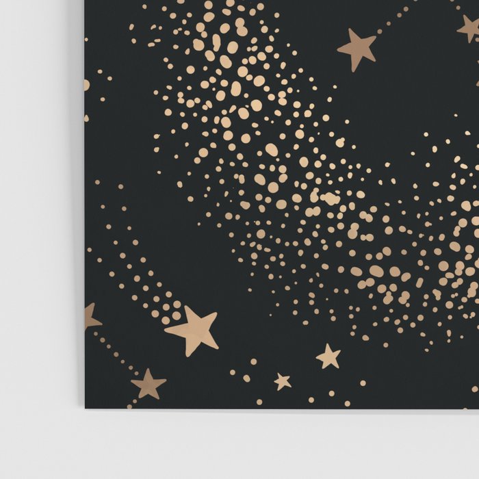 Magical Starry Night Sky Golden Cosmic Swirl II Poster Gallery Image 3